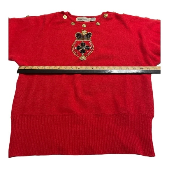 VTG Marisa Christina Red Lambswool/Angora Beaded Sequins Women Sweater Size S - Picture 13 of 14